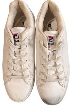 Fila White Sneakers with Red & Blue Logo